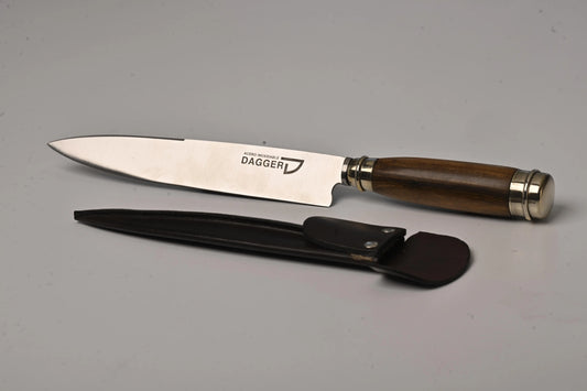 Filos y Más - Stainless Steel Knife with Wooden Handle and Nickel Silver Applique – 20 cm / 7.9 in