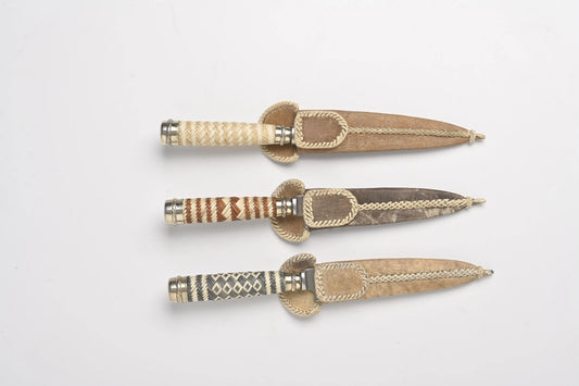 Filos y Más - Stainless Steel Knife with Braided Rawhide Handle – 14 cm / 5.5 in