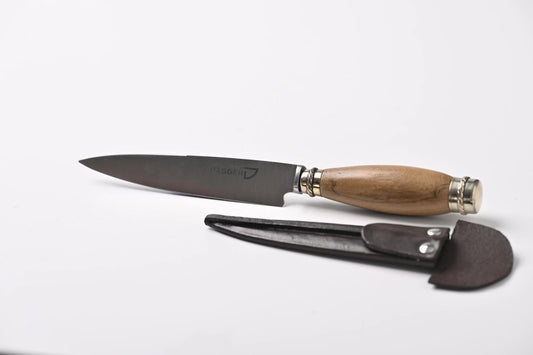 Filos y Más - Stainless Steel Knife with Wooden Handle and Nickel Silver Applique – 14 cm / 5.5 in