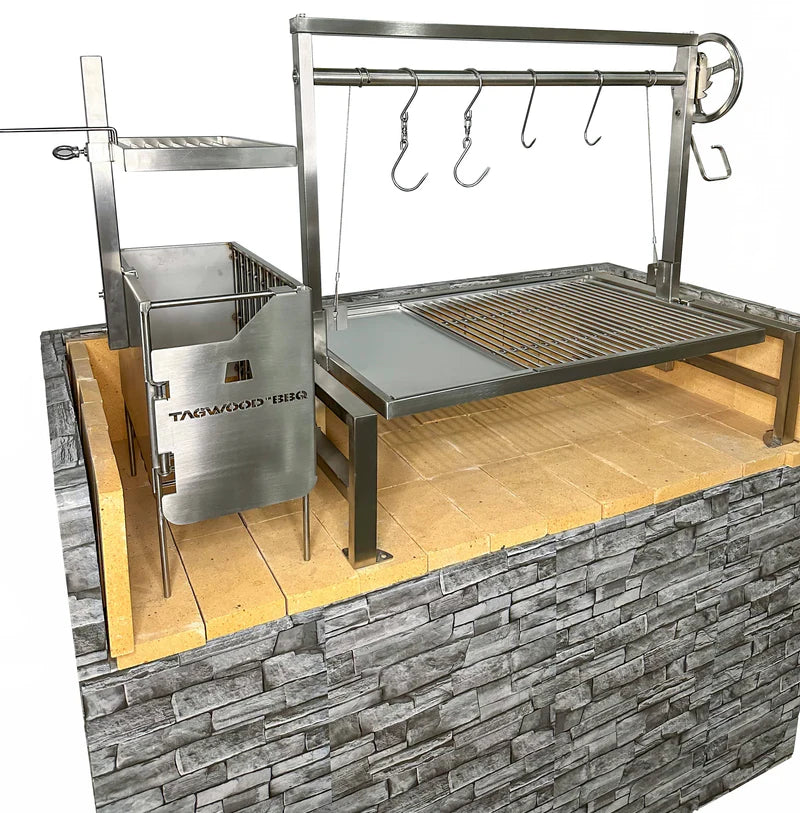 Tagwood BBQ Insert Style Argentine Santa Maria Wood Fire & Charcoal Gaucho Grill without firebricks | BBQ09SS -