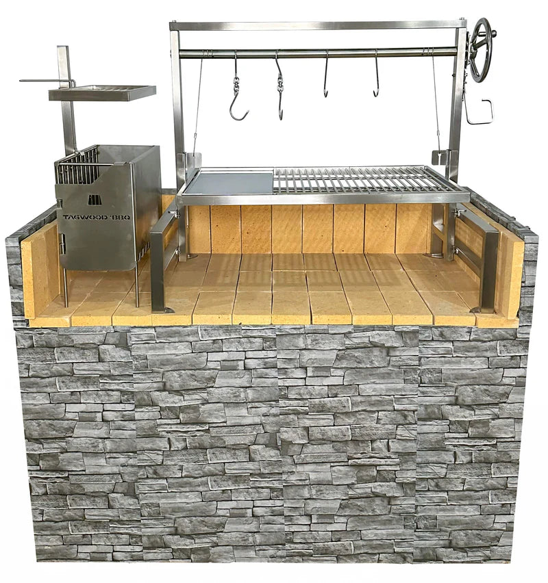 Tagwood BBQ Insert Style Argentine Santa Maria Wood Fire & Charcoal Gaucho Grill without firebricks | BBQ09SS -