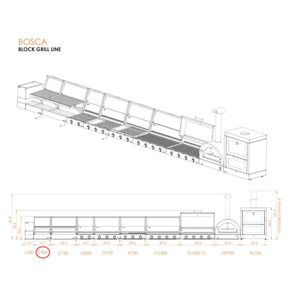 Bosca Block 500 - 20 Inch Built In Wood Fired Grill