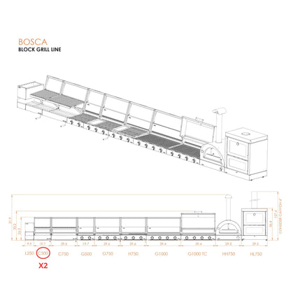 Bosca Pack Block 500 20" + Block 500 20" Built-in Charcoal Grill