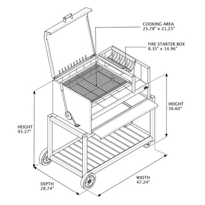 Nuke Delta Freestanding Argentine Charcoal Grill 45 Inch