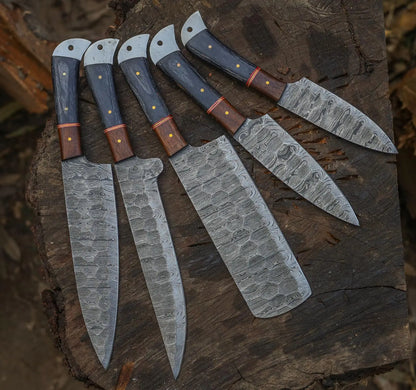 Chef Knife Set - Handmade Damascus Steel 1095