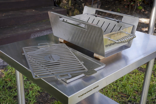 Tagwood BBQ Table Top Warming Brazier | Stainless steel and Acacia wood | BBQ07SS--