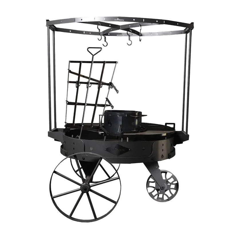 Tromen Duomo Firepit Open Fire Argentine Grill with Trolley