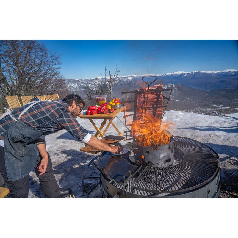 Tromen Duomo Firepit Open Fire Argentine Grill with Trolley
