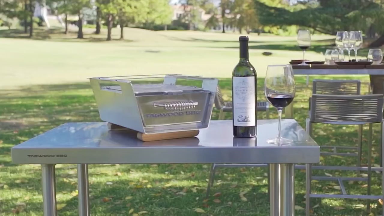 Tagwood BBQ Table Top Warming Brazier | Stainless steel and Acacia